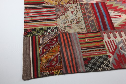 Patchwork Kilim de piso decorativo turco vintage, hecho de patchwork Kilim tribal - Imagen 6 de 9