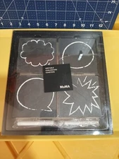 HTF Set/4 MoMA Writable Chalkboard Coasters w/Chalk-Slate-Museum Mod Art-MIOB