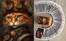 Playing Cards (Poker Deck 54 Cards) STEAMPUNK CATS Vintage Illustrations 134