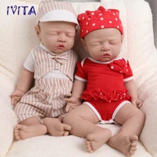 IVITA 17" Sleeping Silicone Reborn Baby Boy And Girl Weak Silicone Doll Infant