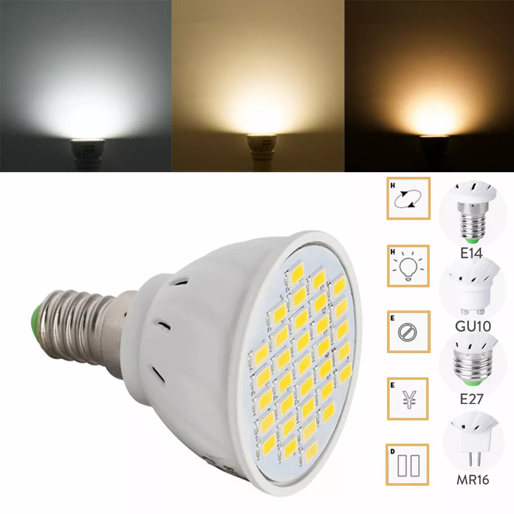 Dimmable GU10 MR16 E27 LED Spot Light Lamp 5730 SMD Bulb E14 Energy Saving RC40