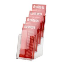 Deflecto Versatile Sturdy Clear Styrene 4 Pocket Wall Mount Brochure Holder DL