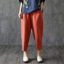 Lady Cotton Harem Pants Baggy Loose Trousers Casual Black White Fashion Vintage
