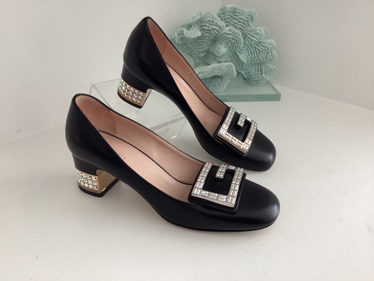 Gucci ブラック/ホワイト ハイヒール 37 GUCCI Malaga Kid Fur Zebra Inlay Lesley Mary Jane Pumps 37