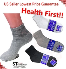 3,6,12 Pairs Diabetic Socks ANKLE QUARTER Crew Circulatory Socks Health Cotton 