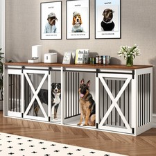 94.5" XXXL Dog Crate Furniture for 2 Large Dogs, Heavy Duty Double Dog Cage