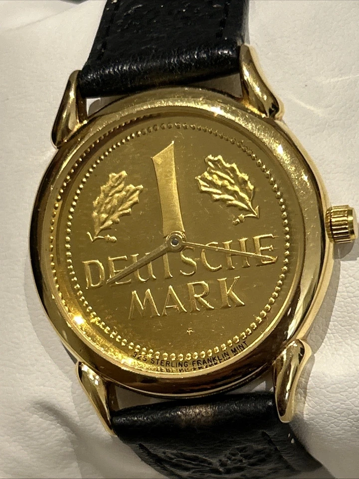 Muy Raro 1991 Franklin Mint 1 Marco Alemán Reloj Suizo para Hombres Plata 925 Esfera GP Foto 4 de 4