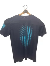 Next Level Apparel Mens Large Black Blue Flag TVP  T Shirt