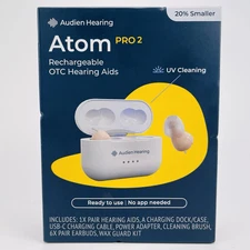 Audien ATOM PRO 2 Wireless Rechargeable OTC Hearing Aid Genuine Sealed