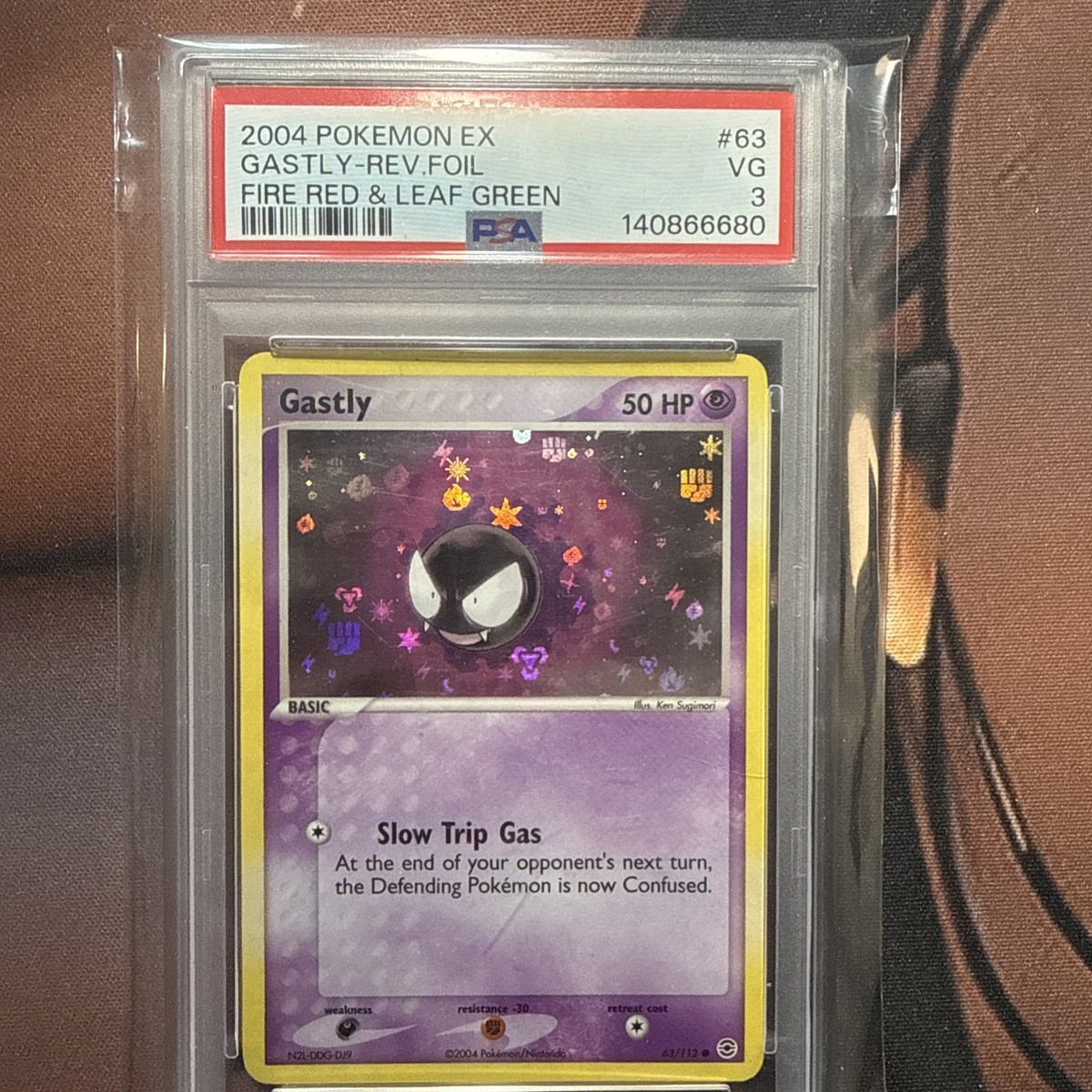 2004 POKEMON EX FIRE RED & LEAF GREEN #63 GASTLY-REVERSE FOIL PSA