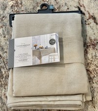 BRAND NEW Target Threshold Oblong Tablecloth 60x84 Beige Textured BEAUTIFUL