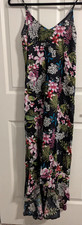 Raviya Women’s Floral Maxi Dress S Black Tropical High Low Rayon Spaghetti Strap