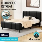 ALFORDSON Bed Frame Queen Double King Single Size Wingback Leather Fabric Velvet