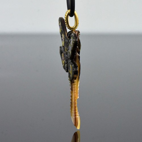 Libelle Anhänger geschnitzt bunt Muschel & Gold Vermeil Sterlingsilber 6,65g - Bild 14 von 14