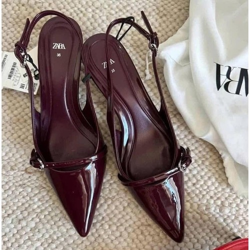 ZARA BLOGGER FAVE!!! women's US 7.5 Kitten Heel Slingbacks NWT LAST ONE!!!