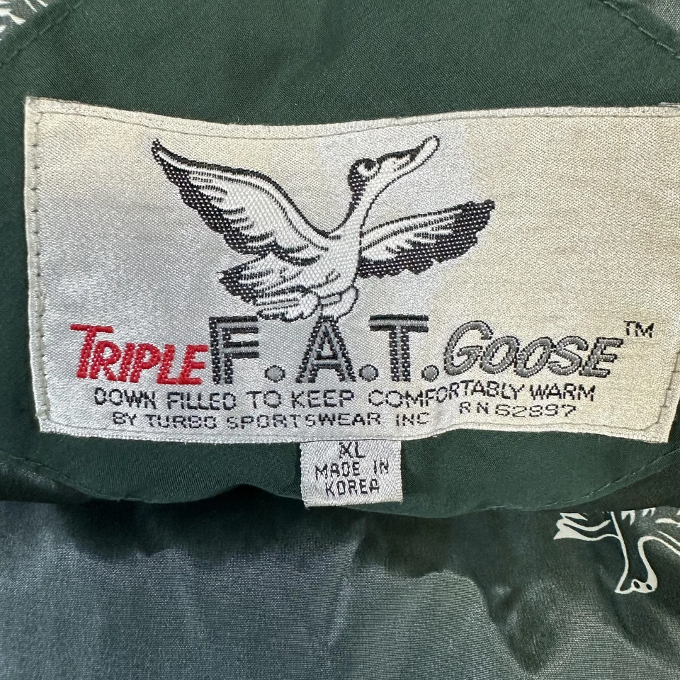 Vintage Triple FAT Goose Jacket Mens XL Green Orange Down Parka Winter Korea 90s - Image 4 of 4