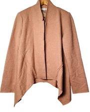 CABI Valentina 100% Wool Jacket Asymmetrical Open Front Structured Back Boho