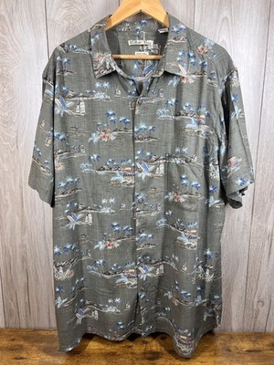 Batak Bay Hawaiihemd Grau Palme Tropical Print Herren Größe XXL