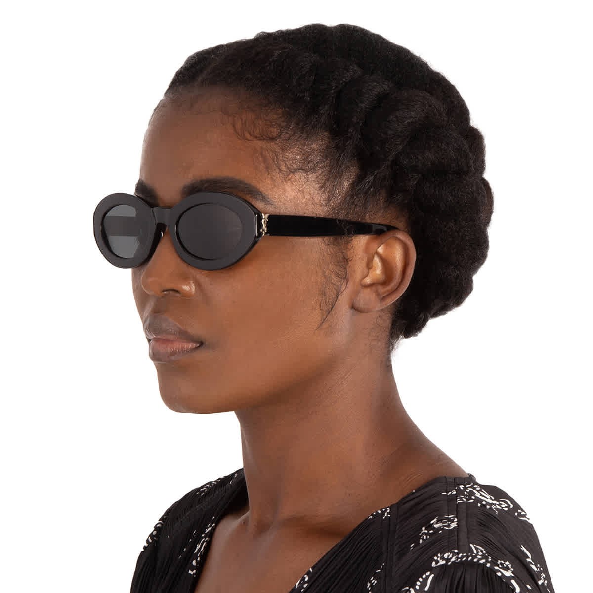 Occhiali da sole donna Saint Laurent neri ovali SL M136 001 52 SL M136 001 52