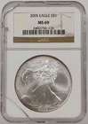 2005 Silver Eagle MS 69 NGC Case is cracked L@@K