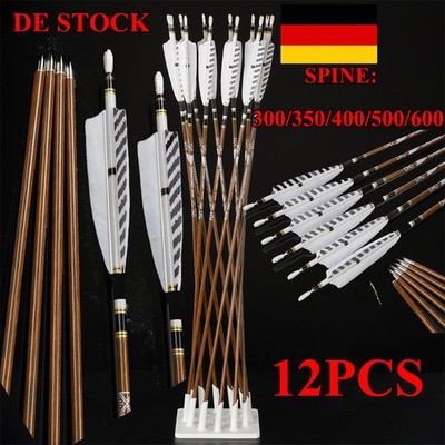 SP300-600 31'' Pure Carbon Pfeile 5''Naturfedern Compoundbogen Recurvebögen Jagd
