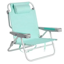 SUNNYFEEL Extra Wide Low Beach Chair 5 Position Lay Flat 500 LBS Heavy Duty, ...