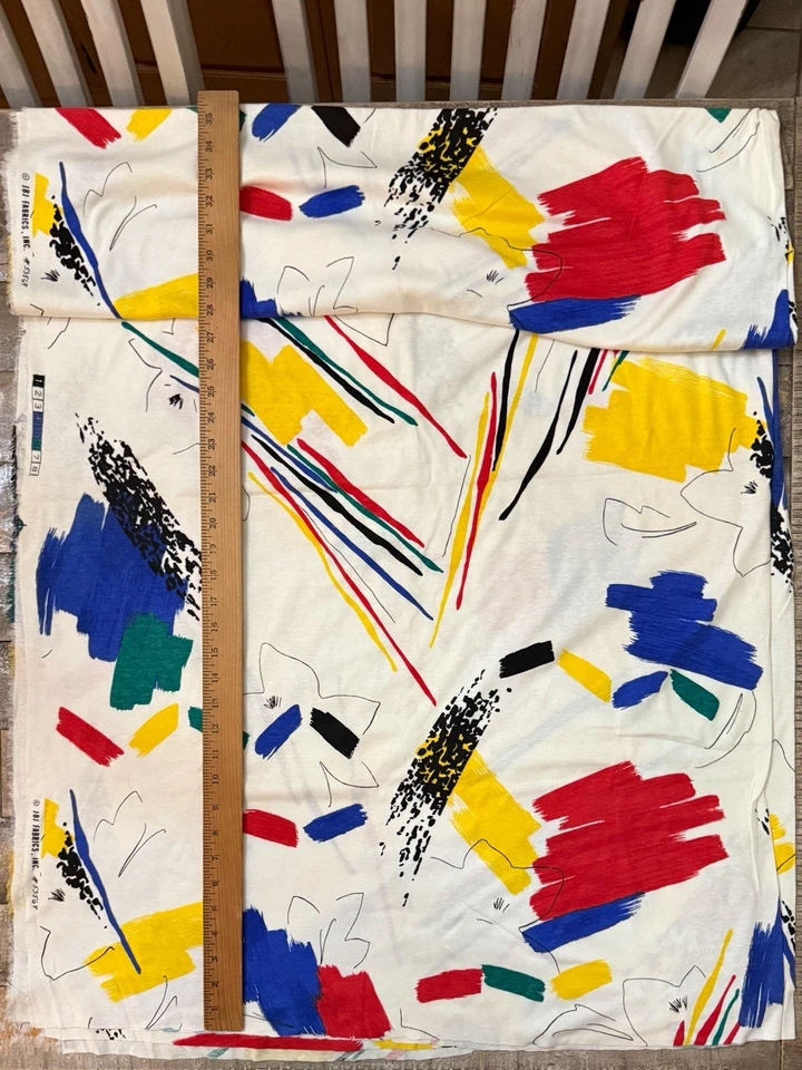 Vintage Abstract Brush Strokes Fabric Jersey Knit JBJ Fabrics 2 Yards, 16” READ - Image 3 of 4