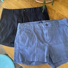 2 Pairs of Gap Shorts Womens size 14 Blue Black Relaxed Girlfriend pockets zip