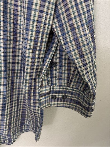 Jhane Barnes Men Shirt Large Plaid Long Sleeve Collared Japan Cotton Blend Blue - Picture 3 of 6