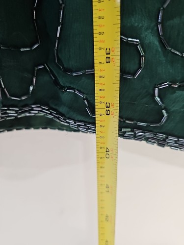 Vintage Beaded Sequined Green Dress Gown Size Small Flare Design Open Back - Picture 19 of 22