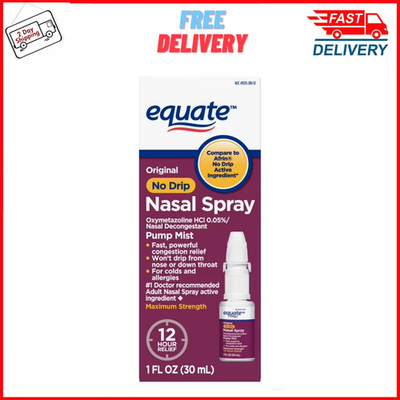 Equate Original No Drip Nasal Spray Oxymetazoline HCl 0.05%, Maximum, 1 fl oz