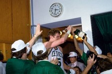 Bill Walton Boston Celtics celebrates after beating the Houston Ro- Old Photo