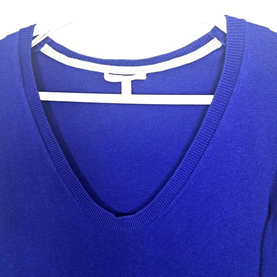 UNDERCOVER Maglione Victoria’s Secret maglia a costine scollo a V maxi abito grande blu elasticizzato