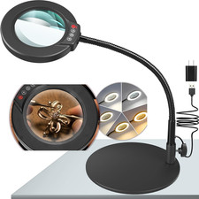 10X Magnifying Glass with Light and Stand, 16.5In Flexible Goose-Neck, 5 Color M