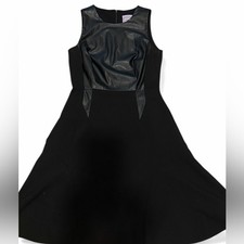 Herve Leger Black Leather Jules Aline Dress Size Small