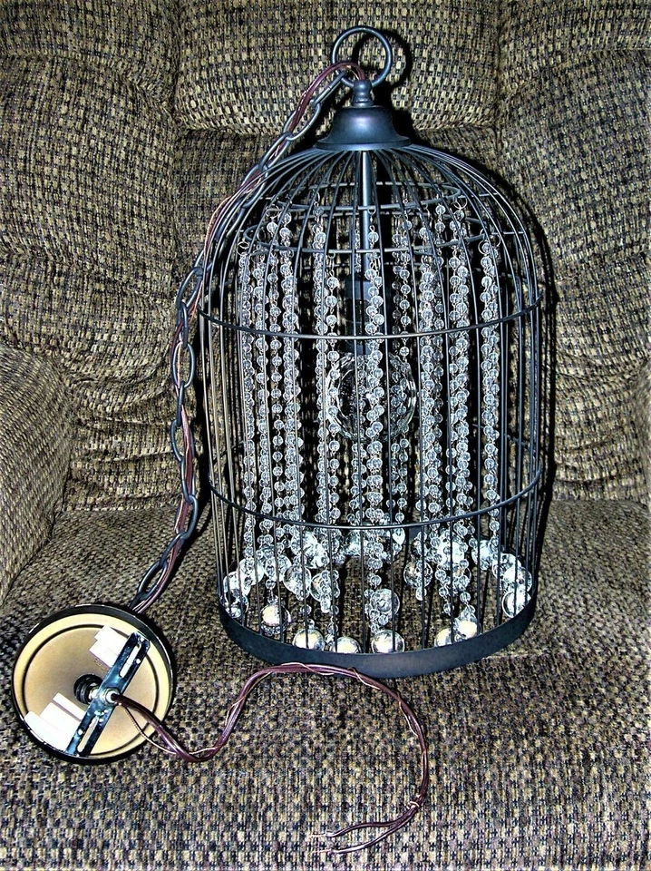 Vintage Iron Birdcage Chandelier Pendant Ceiling Light - Image 2 of 2