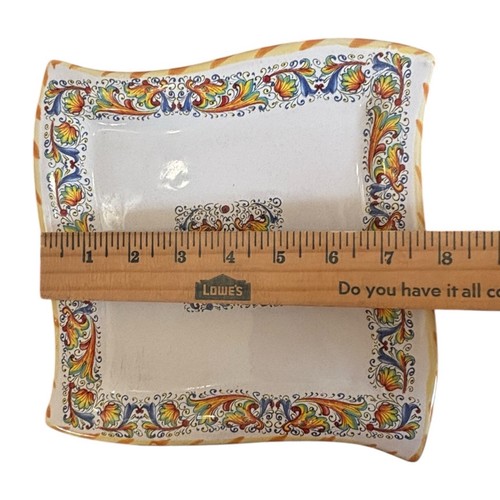 Collezioni Exclusive Ceramic Italy Hand Painted Square Plates Set of 3 8” Deruta - Picture 8 of 10