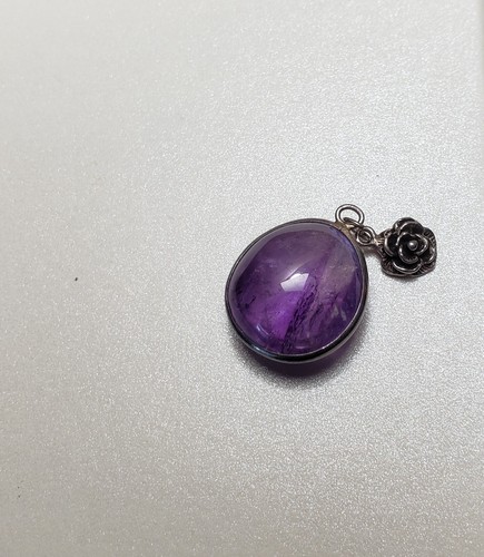 Teardrop Amethyst Pendant with Stacking Tiny Silver Flower ***Missing Bail*** - 第 7/18 張圖片