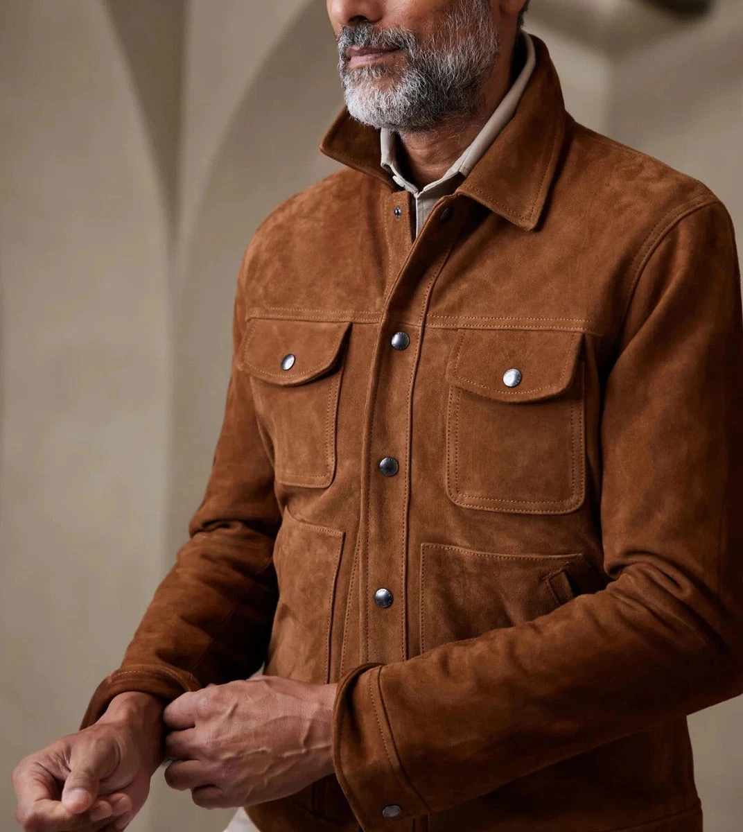 Mens suede hotsell shirt jacket