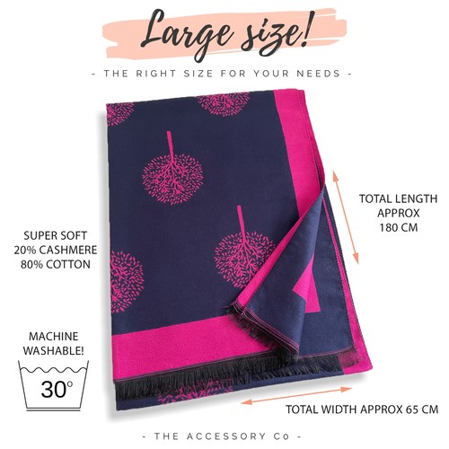 Pink Tree of Life Blanket Scarf Oversized Pashmina Shawl Winter Wrap Long Large - Picture 142 of 163