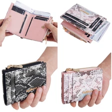 Small Womens Wallet Leather Bifold Compact Card Holder Ladies Zipper Pocket
