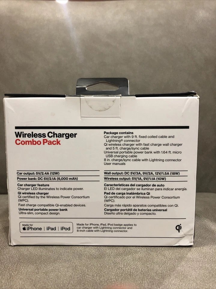 Verizon Wireless Charger Combo Pack, iPhone Charging Pad+Battery Pack+Chargers - Image 3 of 4
