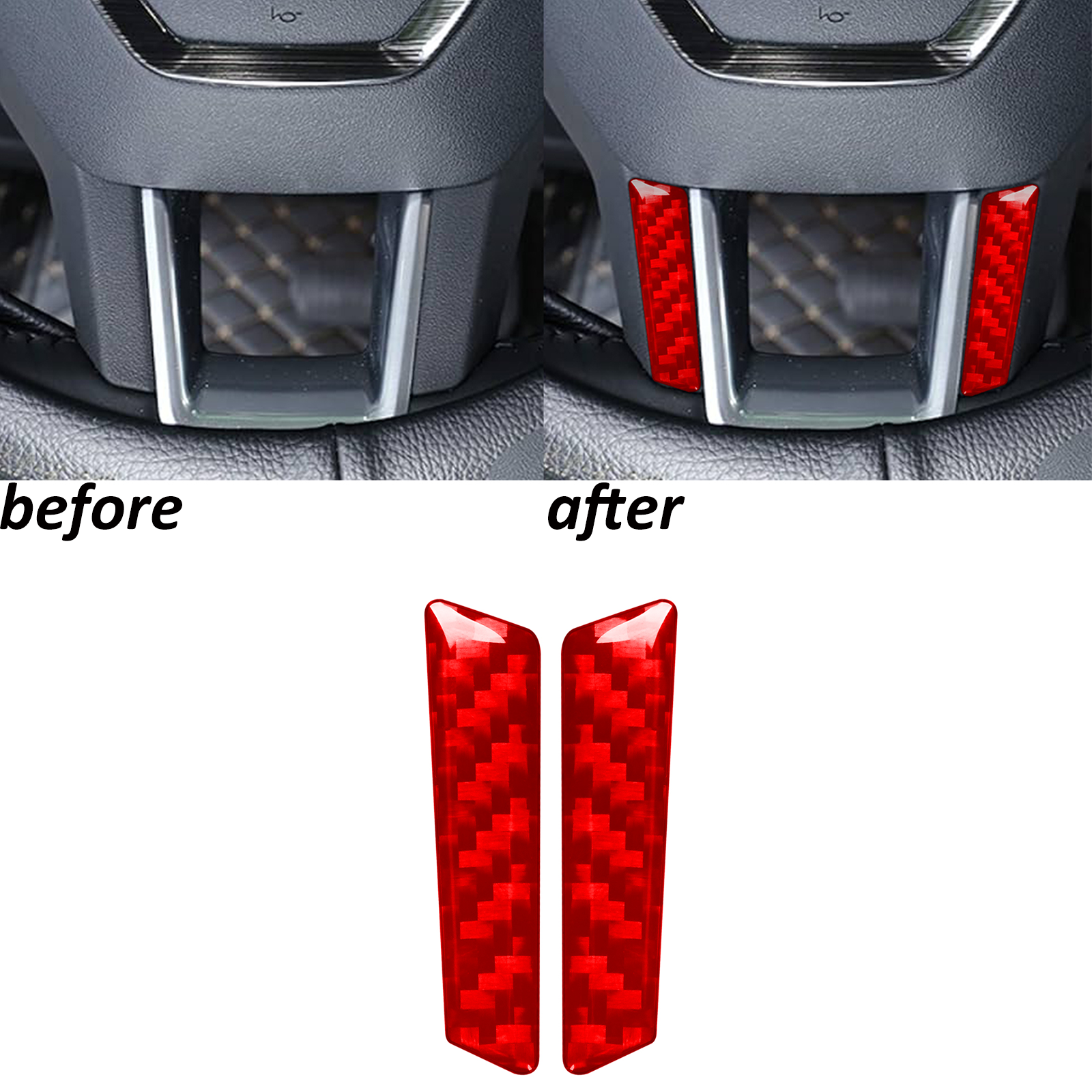 Red Carbon Fiber Steering Wheel Trim for Land Rover Discovery Sport 2015-2019