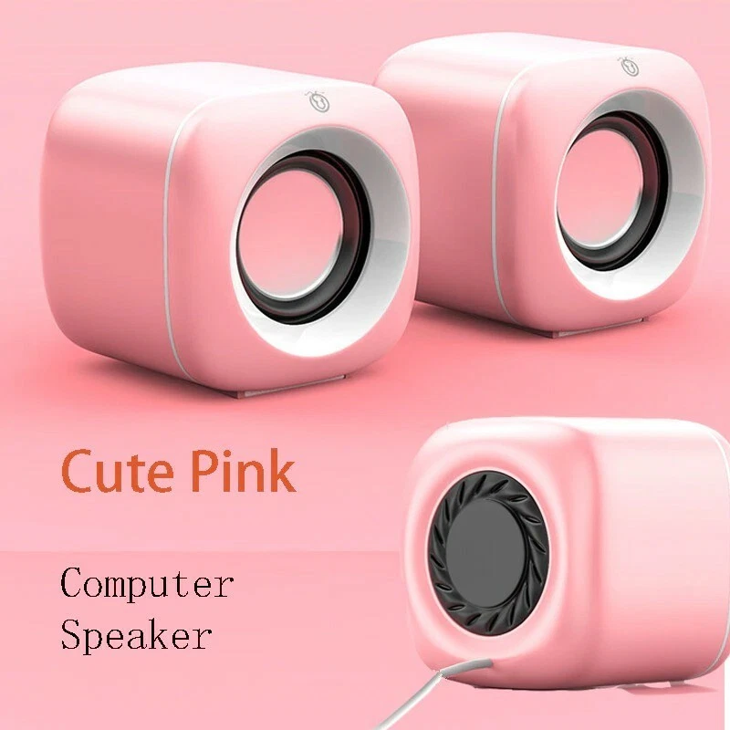 Pink Computer Speakers for Laptop PC Cute Subwoofer Column