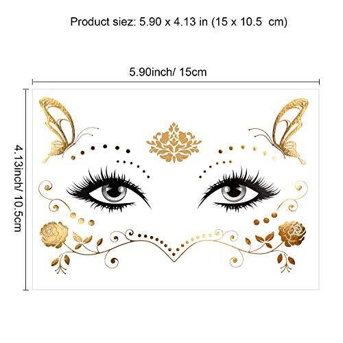 8 Blatt Gesicht Tattoo Aufkleber Metallic Temporär Transfer Tattoo Wasserdicht - Bild 3 von 7