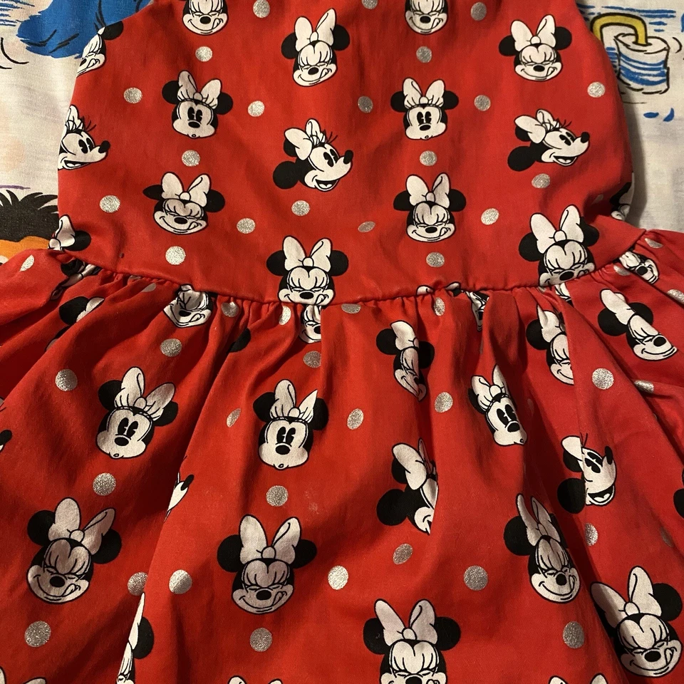 Disney Store Mickey Minnie Mouse Tutú Vacaciones Tul Vestido Niño’s Talla 3 Lunares Rojos Foto 2 de 4