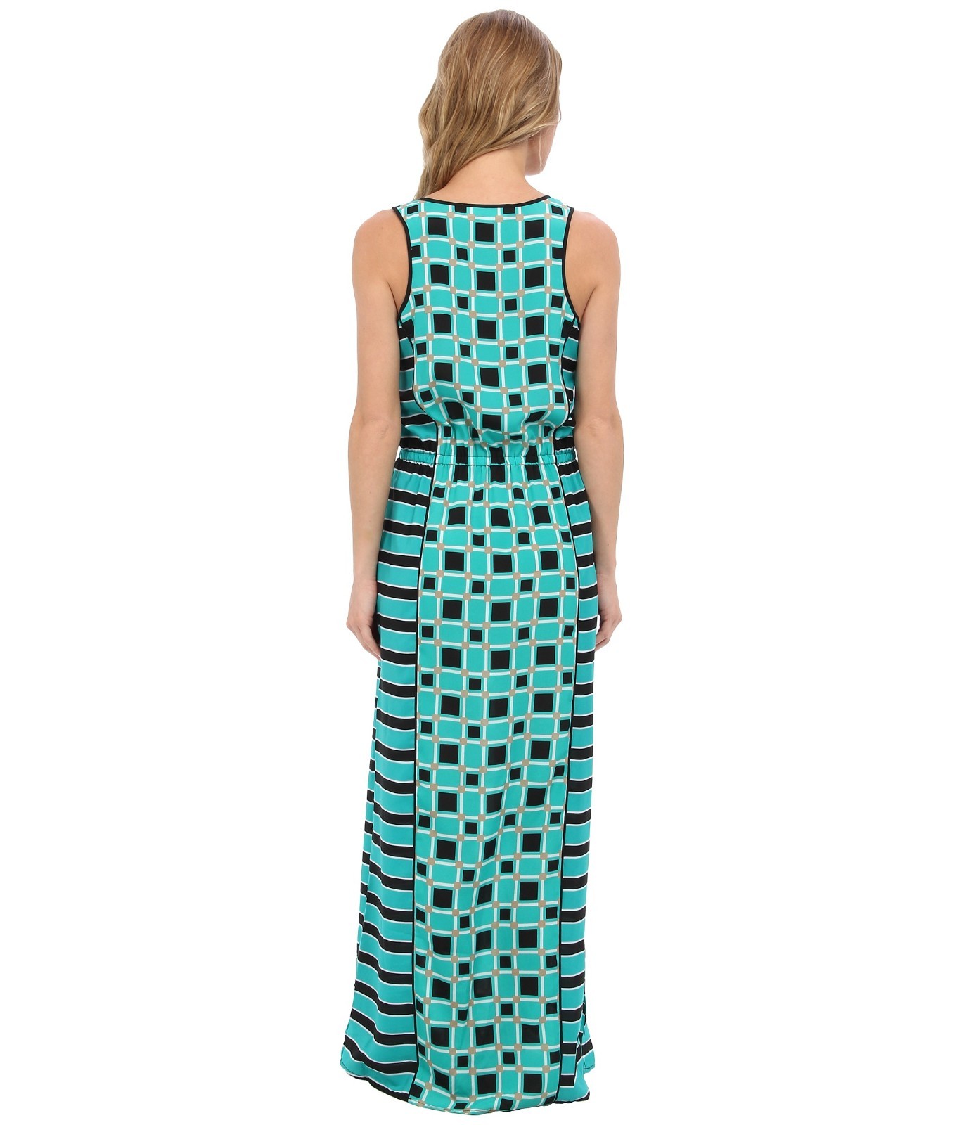 MICHAEL Kors Island Blue Soho Square Patterned Drawstring Maxi Dress, S - $150 image 2