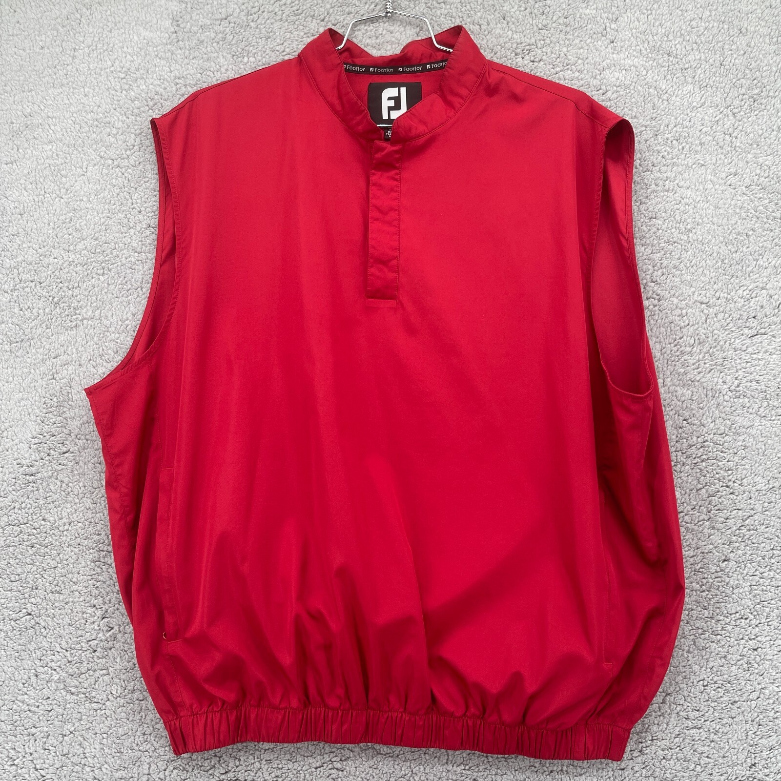 Footjoy Mens Golf Vest XL Red Sleeveless 1/4 Zip Performance Nylon Pull