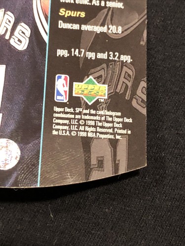 1997-98 Spx TIM DUNCAN RC Rookie Card #37 SKY BLUE SP CARD SPURS HOF CHAMP!๐ฅ๐ฅ - Picture 9 of 12