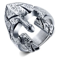 Stainless Steel Men's Textured War-Torn Warrior Helmet Ring Size 12-13
